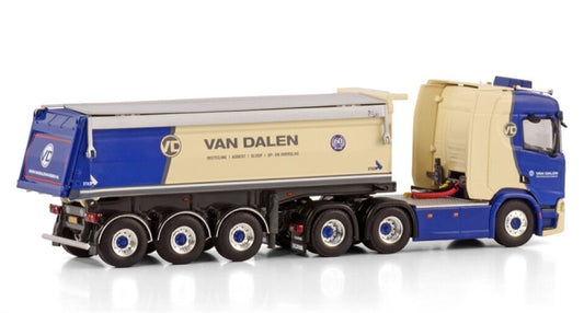 WSI SCANIA R NORMAL CR20N 6X4 TIPPER TRAILER - 3 AXLE Van Dalen Sloop en Asbest BV 1:50 Truck Pre-built Model