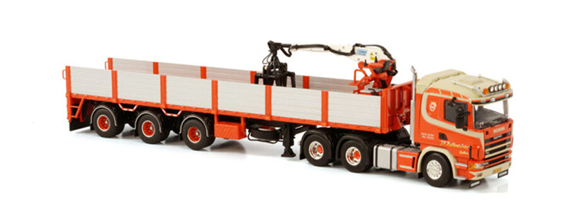 WSI SCANIA R4 FLAT ROOF 6X2 TAG AXLE BRICK TRAILER - 3 AXLE HUSKENS 1:50 Truck Pre-built Model