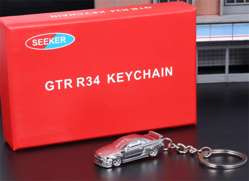 1:87 Nissan GTR34 silver plating SEEKER DIECAST Keychain Model