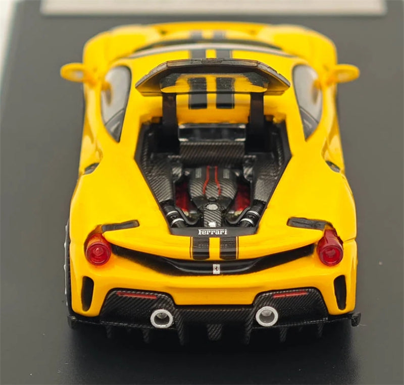 Ichiban Model Ferrari 488 Novitec Pista Yellow Super Racing Limited Edition 399pcs ONLY 1:64 Car Pre-built Model