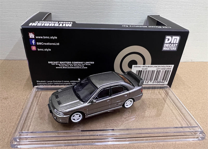 BM Creations MITSUBISHI LANCER EVO II LEFT HAND DRIVE Silver 1:64 Car Pre-built Model