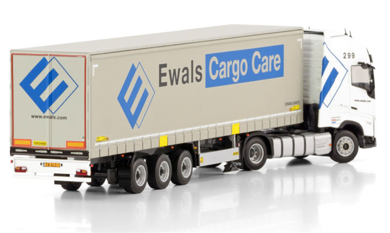 WSI VOLVO FH5 GLOBETROTTER XL 4X2 CURTAINSIDE TRAILER - 3 AXLE Ewals Cargo Care 1:50 Truck Pre-built Model