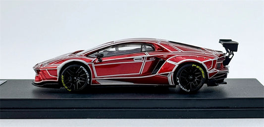 KING MODEL Lamborghini LP700 AVENTADOR Burst Pattern Luminous Edition Electroplated Red 1:64 Car Pre-built Model view2