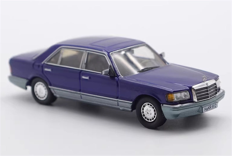 Master Mercedes Benz 560SEL W126 Metallic blue purple w/ gray border regular version 1:64 Car Pre-built Airliner Model Display view6