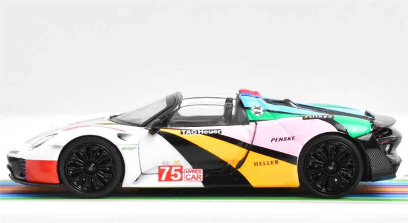 TimeMicro Porsche 918 Spyder Le Mans Colorful #75 Livery w/ Doll Version Limited Edition 999PCS ONLY 1:64 car Pre-built Model view5