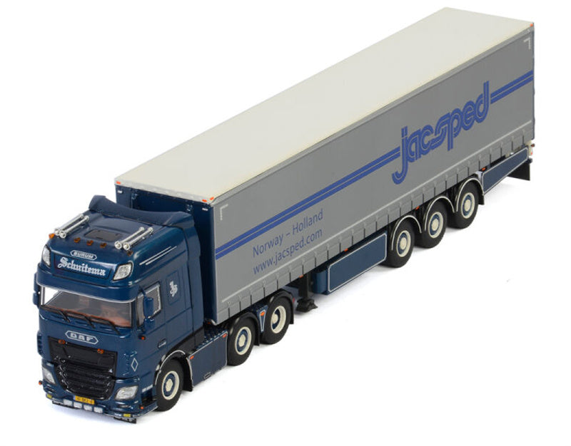 WSI DAF XF SUPER SPACE CAB MY2017 6x2 TWIN STEER CURTAINSIDE / TAUTLINER TRAILER - 3 AXLE Schuitema jacsped 1:50 Truck Pre-built Model