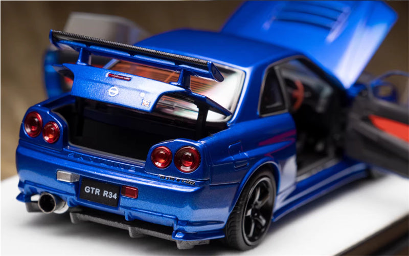 1:43 Nissan GTR Nismo R34 Z-TUNE Metal Blue PGM x onemodel Regular Edition White base w/ engine Limited Edition 688PCS ONLY DIECAST Car Model