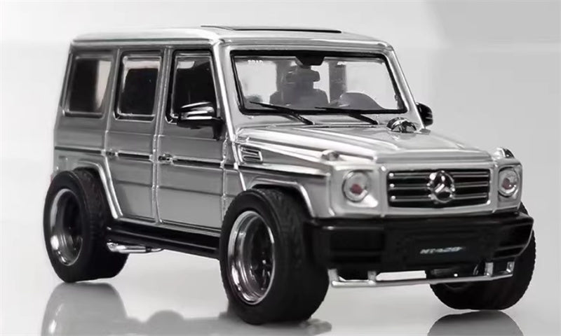 LeManFang Mercedes Benz G63 spare tire modification Limited Edition 499PCS ONLY silver 1:64 Truck Pre-built Model view4