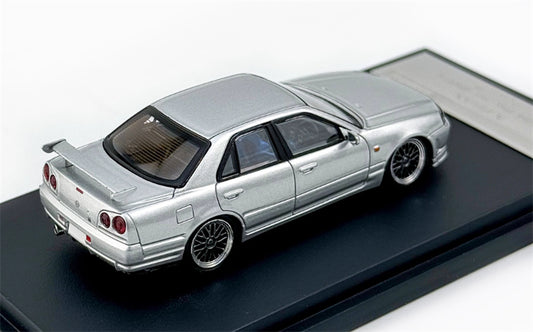 Mortal Nissan GTR ER34 25GT SKYLINE URAS Modified Edition BBS Wheel Silver Limited Edition 1:64 Car Pre-built Model view2