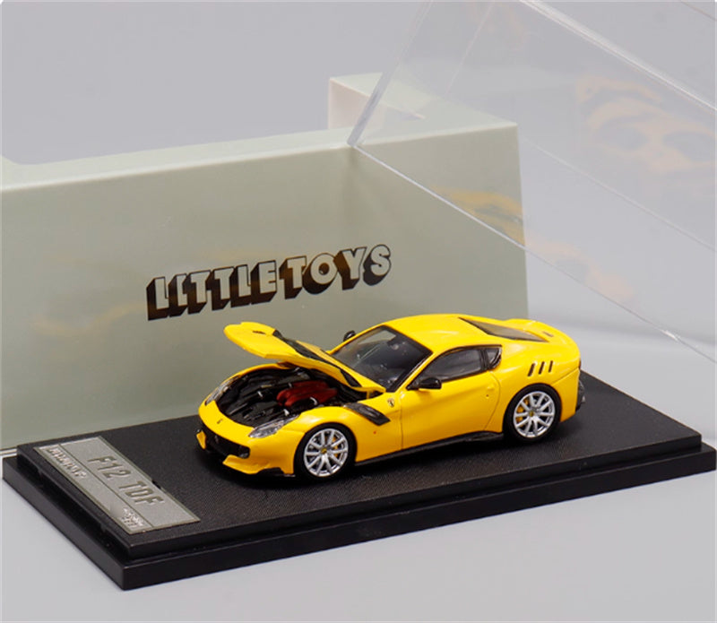 Little Toys Ferrari F12 TDF Supercar Limited Edition 499PCS ONLY Yellow - black stripes 1:64 Car Pre-built Model view6