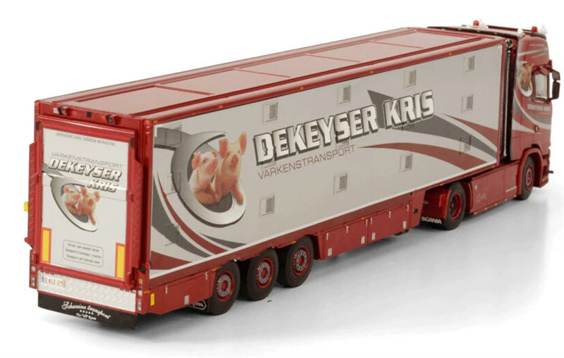 WSI SCANIA S HIGHLINE CS20H 4X2 LIVE STOCK TRAILER - 3 AXLE DEKEYSER KRIS 1:50 Truck Pre-built Model