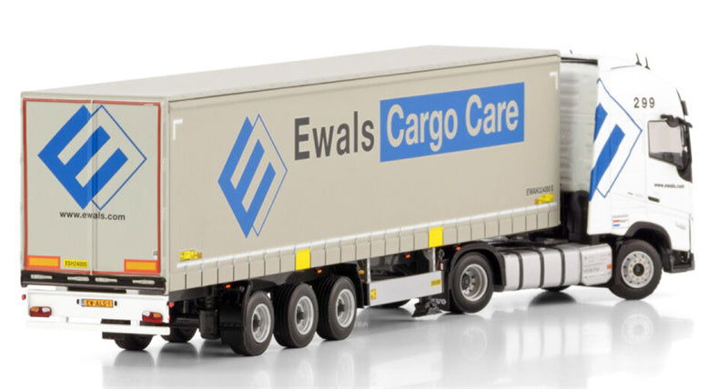 WSI VOLVO FH5 GLOBETROTTER XL 4X2 CURTAINSIDE TRAILER - 3 AXLE Ewals Cargo Care 1:50 Truck Pre-built Model