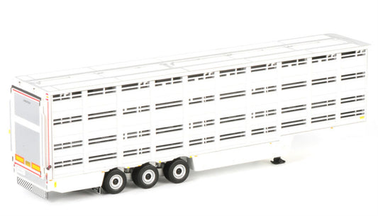 WSI LIVE STOCK TRAILER - 3 AXLE Basic Line white 1:50 Truck Pre-built Model