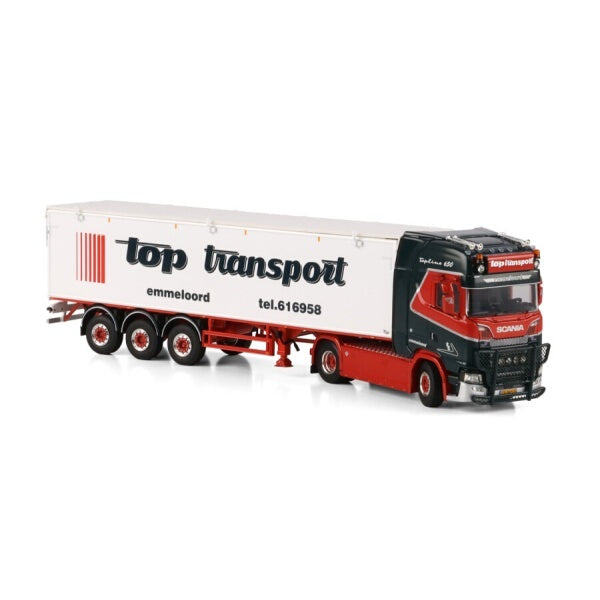 1:50 SCANIA TOP TRANSPORT S CS20H 4X2 BELT TRAILER 3 AXLE WSI Diecast Model