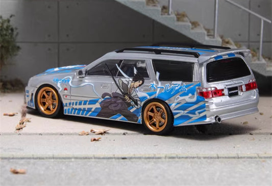 ZOOM Nissan R34 Stagea WC34 260RS cart Blue Silver 1:64 Car Pre-built Model view2