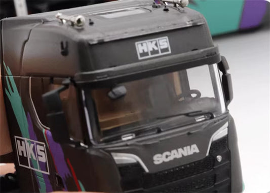 Star Model Scania S730 double decker transport vehicle Black HKS 1:64 Truck Pre-built Model