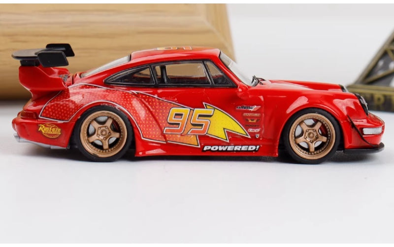 1:64 Porsche 964 Red Lightning McQueen DECODE Golden Wheel Limited 500 pcs DIECAST Car Model
