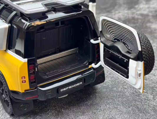 Almost Real 2023 Land Rover Defender 90 Trophy Yellow White 1:18 Car Pre-built Model view2