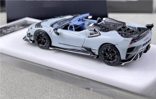 HKM Premium Mansory modified version Ferrari SF90 F9XX supercar grey convertible Limited Edition 1:64 Car Pre-built Airliner Model Display view2
