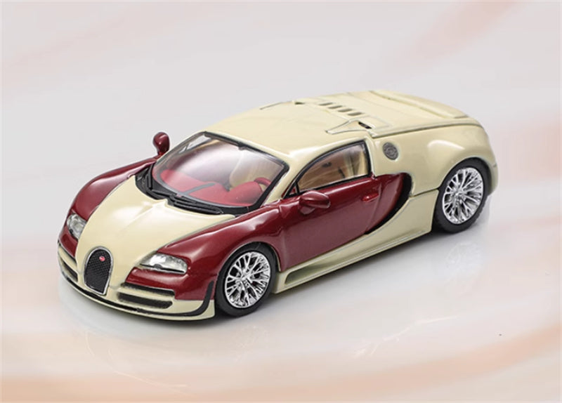 Mortal Bugatti Veyron Rice white & chestnut red double spelling Weihang 1:64 Car Pre-built Model view4