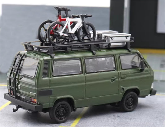 Master Volkswagen T3 Van Green with Accessories 1:64 Car Pre-built Airliner Model Display view2