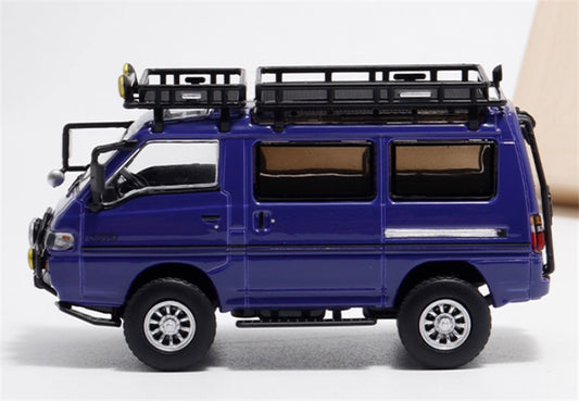 Autobots Models Mitsubishi Delica 3rd Generation Wagon 4X4 Off Road Modified Edition purplish blue - w/ accessories 1:64 Car Pre-built Model view2