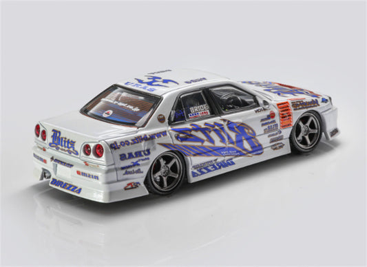 Mortal Nissan GTR ER34 BLITZ D1GP SKYLINE URAS Modified Edition 04 style no tail wing Limited Edition 899PCS ONLY 1:64 Car Pre-built Model view2
