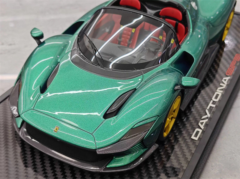 BBR MODELS Ferrari SP3 Daytona convertible Sapphire Green Gold Wheel Black Card Carbon fiber base Limited Edition 10PCS ONLY 1:18 Car Pre-built Model view9
