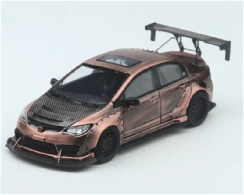 TimeMicro Honda Civic FD2 explosive redesign Bronze regular version Limited Edition 999PCS ONLY 1:64 Car Pre-built Model view3