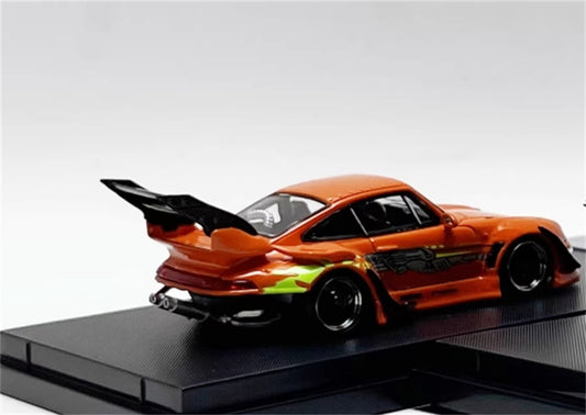 1:64 Porsche 911 RWB 993 Orange SW DIECAST High Wing Model