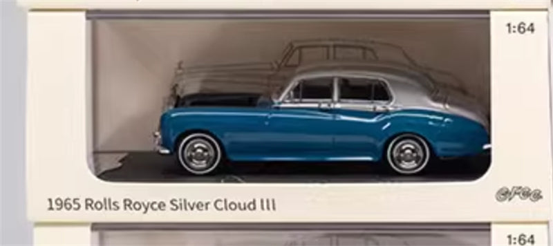 GFCC 1965 Rolls Royce Silver Cloud III classic car Silver Blue Double LHD 1:64 car Pre-built Model view8