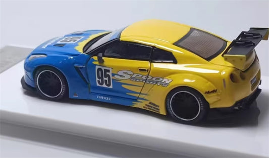Oldtime Model Nissan GTR R35 LB PERFORMANCE wide body modification Spoon 95# coating 1:64 Car Pre-built Airliner Model Display view2