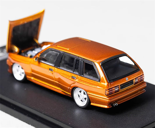 Mortal BMW E30 3 Series Touring Lowered Version Openable Hood Sunset Orange Limited Edition 799PCS ONLY 1:64 Car Pre-built Model view2