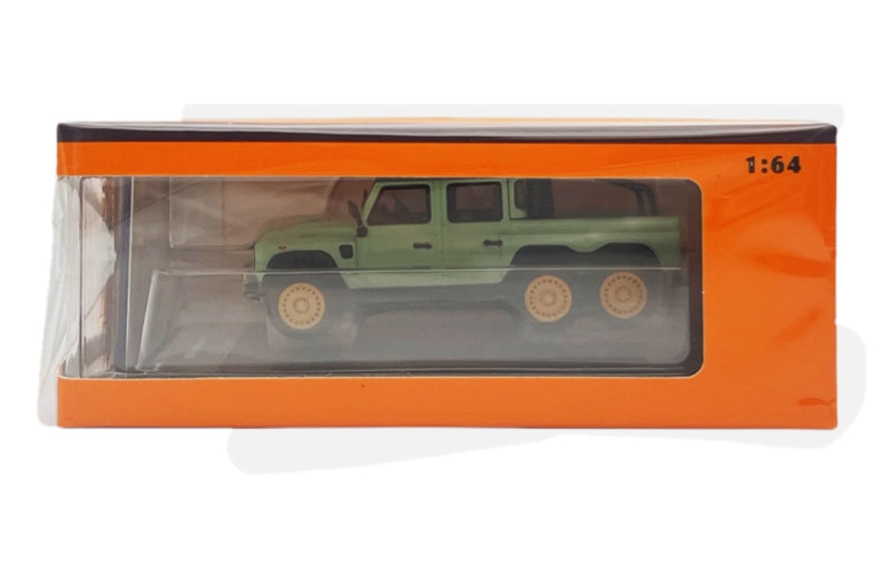 GCD Land Rover Defender 110 Kahn 6x6 Pick Up Off-road Light Green RHD 1:64 Truck Pre-built Model view8