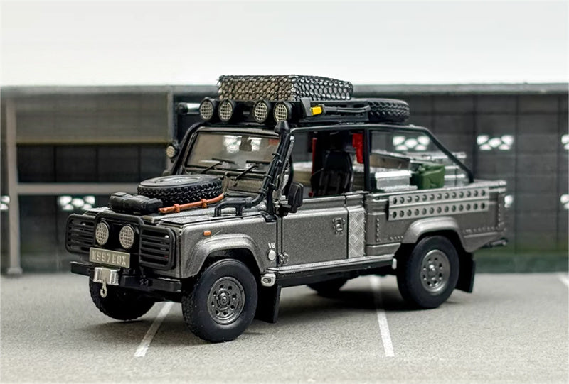 SW Land Rover Defender 110 Silver Grey Clean Edition Limited Edition 999PCS ONLY 1:64 car Pre-built Model view9