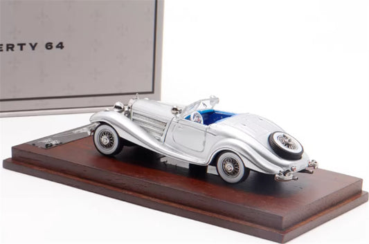 Liberty 64 Mercedes Benz 500K Classic Vintage Car silver - with top cover 1:64 Car Pre-built Airliner Model Display view2