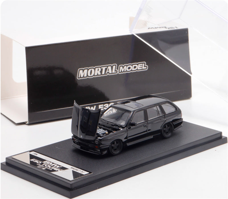 Mortal BMW E30 3 Series Touring Lowered Version Black Wheel Openable Hood Limited Edition 799PCS ONLY 1:64 Car Pre-built Model view7