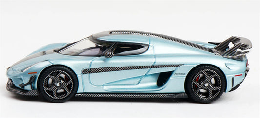1:64 Koenigsegg Regera Carbon Fiber Glacier Blue SC ART DIECAST Civil Car Model