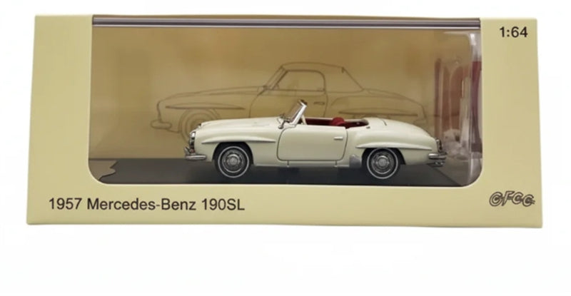GFCC Mercedes Benz 190SL Convertible Luxury Classic Car White 1957 Soft top 1:64 car Pre-built Model view8