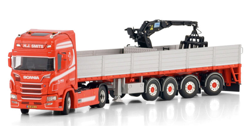 WSI SCANIA R HIGHLINE CR20H 4X2 BRICK TRAILER - 4 AXLE Transportbedrijf H.J. Smits 1:50 Truck Pre-built Model