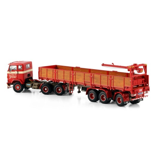 1:50 VOLVO FA. J.V.'T KRUIS & ZN. F88 6X2 BRICK TRAILER 3 AXLE WSI Red Diecast Model