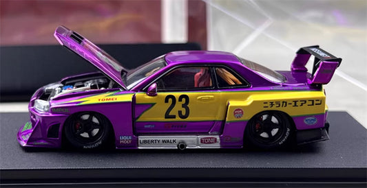 SW Nissan Skyline LBWK ER34 Electroplated Lightning Purple Limited Edition 499PCS ONLY 1:64 car Pre-built Model view2