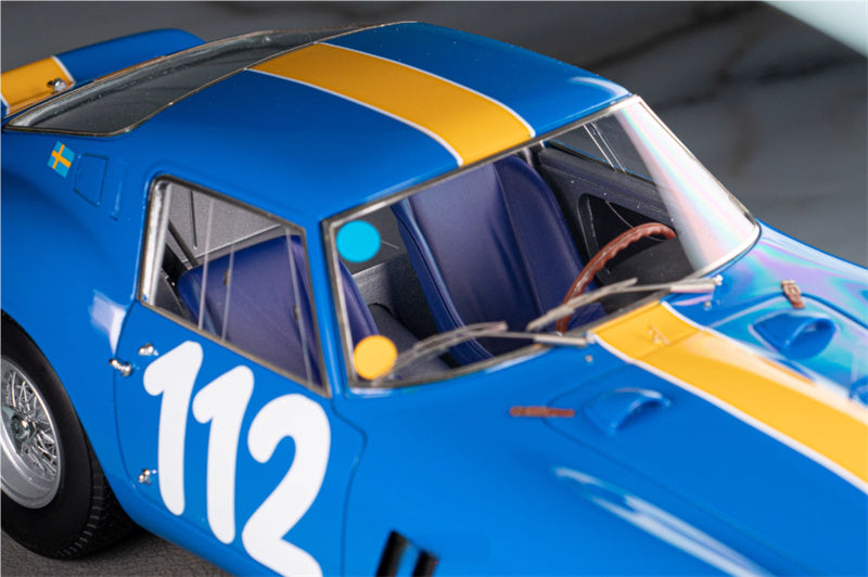 BBR MODELS Ferrari 250 GTO Targa Florio 1964 Norinder #112 Tour de France racing car blue Limited Edition 200PCS ONLY Leather base 1:18 Car Pre-built Model view5