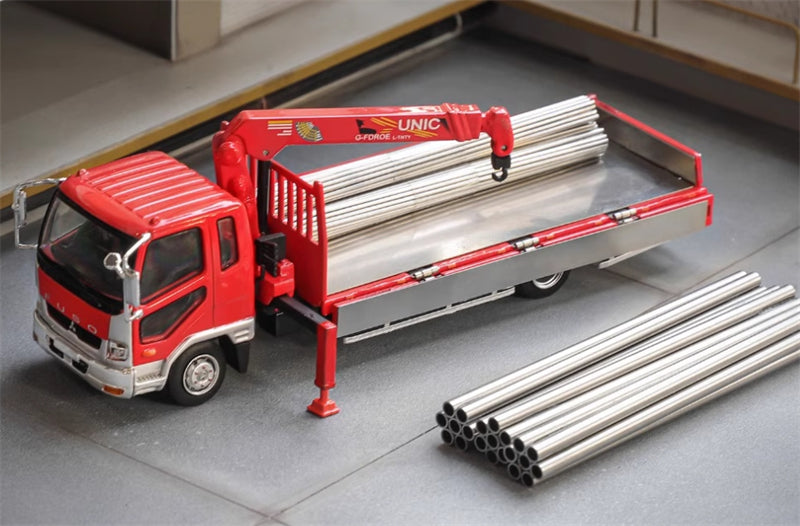 GCD Mitsubishi Fuso Boom Crane Truck Red w/ Coarse & Fine Metal Tubes RHD Limited Edition 888PCS only 1:64 Truck Pre-built Model view8
