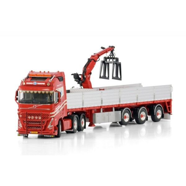 1:50 VOLVO INT. TRANSPORTEN FH5 6X2 BRICK TRAILER 3 AXLE WSI Red Diecast Model