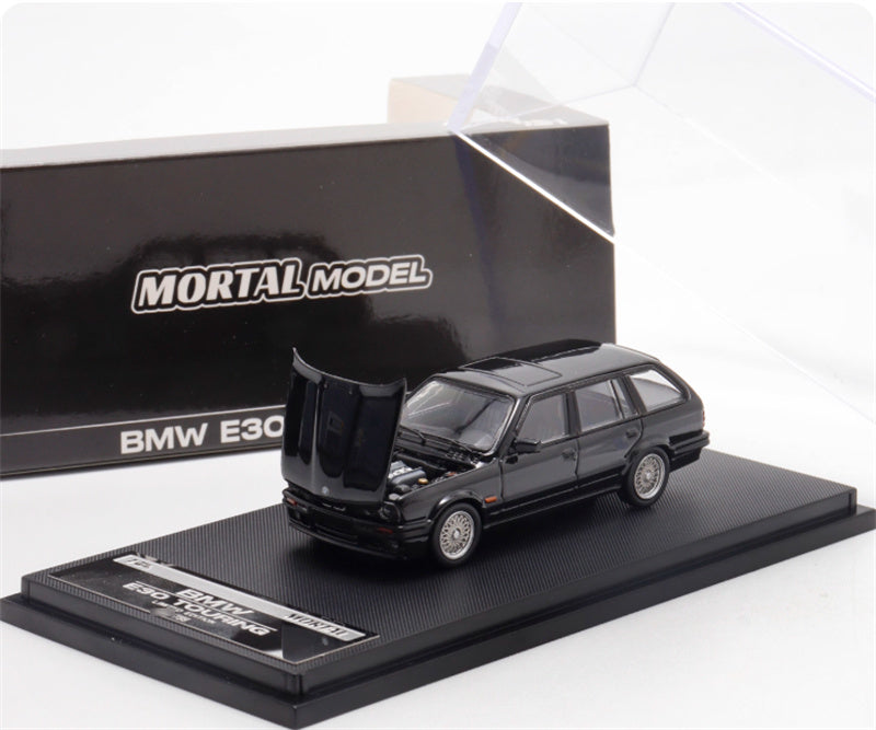 Mortal BMW E30 3 Series Touring regular version Openable Hood Pearl black - Silver Wheel Limited Edition 799PCS ONLY 1:64 Car Pre-built Model view7