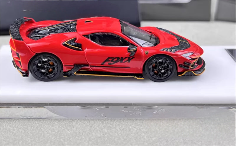 HKM Premium Mansory modified version Ferrari SF90 F9XX supercar Red hardtop Limited Edition 1:64 Car Pre-built Airliner Model Display view9