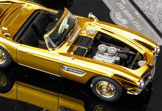 GFCC BMW 507 Roadster Retro Car 1957 Convertible Gold and silver Dual car set 1:64 car Pre-built Model view2