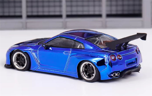LMLF MODEL Nissan GT-R R35 Pandem Rocket Bunny Electroplating Blue Limited Edition 500PCS ONLY 1:64 Car Pre-built Model view2