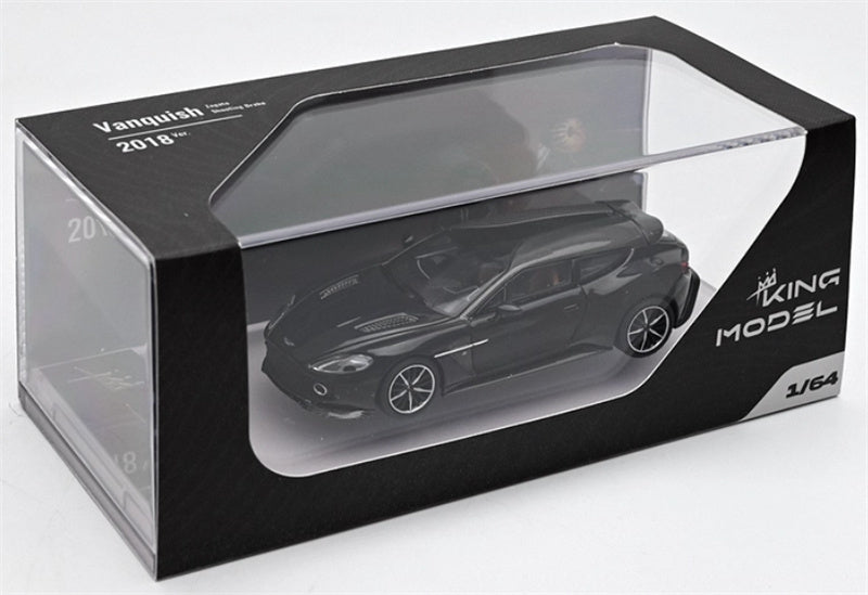 KING MODEL Aston Martin Vanquish Zagato Shooting Brake 2018 Black Limited Edition 999PCS ONLY 1:64 Car Pre-built Model view8